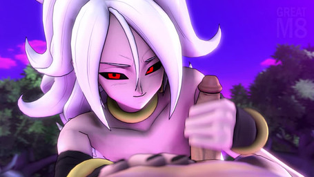 black_sclera bracelet clothed clothing duo ear_piercing ear_ring erection female first_person_view genitals hair hand_on_chest handjob human_on_humanoid humanoid_genitalia humanoid_penis interspecies jewelry licking licking_lips long_hair looking_at_viewer male male/female male_pov not_furry nude outside penile penis piercing red_eyes ring_piercing self_lick sex smile tongue tongue_out white_hair greatm8sfm dragon_ball dragon_ball_fighterz android_21 majin_android_21 alien alien_humanoid human humanoid majin mammal 16:9 3d_(artwork) 3d_animation animated digital_media_(artwork) loop no_sound short_playtime source_filmmaker_(artwork) video widescreen