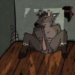 animal_genitalia animal_penis anthro balls bodily_fluids buckmeat captured cast_shadow cervine_genitalia cervine_penis dimly_lit dirty_floor erection genital_fluids genitals hole_in_wall hooves inside male male/male male_prey penis precum scared solo unsheathed whip deer mammal new_world_deer roe_deer 1:1 hi_res