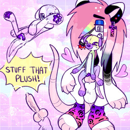 alternative_fashion animal_genitalia animal_penis animal_vulva anthro balls bodily_fluids canine_genitalia canine_penis canine_vulva claws clothing cross cum cumshot duo ear_piercing ear_ring ejaculation erection eyes_closed facial_piercing featureless_chest female from_behind_position front_view genital_fluids genitals geometric_background gradient_body grid_background hair heart_symbol knot knotted_penis leaking_cum leg_warmers legwear looking_at_viewer looking_pleasured lying male male/female mostly_nude_male multicolored_body multicolored_hair nose_piercing nude nude_female on_back pattern_background pawpads penis piercing plushie plushophilia ring_piercing scene_(fashion) scene_haircut septum_piercing sex simple_background size_difference spread_legs spreading tail vein veiny_penis vulva relishcatpie ambiguous_species canid canine canis domestic_dog mammal 1:1 2026 digital_drawing_(artwork) digital_media_(artwork) hi_res
