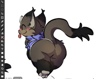 ambiguous_anthro ambiguous_gender anthro big_butt black_eyes blue_scarf blush blush_lines butt butt_focus ear_tuft huge_butt long_tail mostly_nude mostly_nude_ambiguous mostly_nude_anthro overweight overweight_ambiguous pawpads pupils rear_view scarf scarf_only solo tail tail_tuft thick_thighs tongue tongue_out tuft yellow_pupils soarfloh syloh_(soarfloh) hi_res