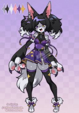 anthro biped breasts claws clothed clothed_anthro clothed_female clothing feet female fingers front_view fur hair handpaw open_mouth paws simple_background solo standing tail teeth toes tongue coffeechicken felid feline mammal 2026 digital_drawing_(artwork) digital_media_(artwork) hi_res