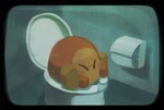 ambiguous_gender bathroom being_watched blush bodily_fluids camera eyes_closed high-angle_view implied_scat looking_at_another public_restroom recording restroom_stall sitting solo straining sweat toilet toilet_paper toilet_use suyasuyabi427 kirby_(series) nintendo waddle_dee waddling_head