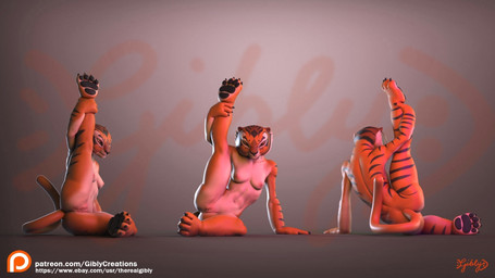 anthro breasts female flexible genitals nipples pawpads paws presenting sitting solo split_form splits spread_legs spreading stripes tail text vulva gibly dreamworks kung_fu_panda master_tigress felid mammal pantherine tiger 16:9 3d_(artwork) digital_media_(artwork) hi_res url widescreen