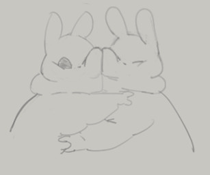 ambiguous_gender anthro belly belly_squish black_eyes cuddling duo eyes_closed face_squish hug nuzzling one_eye_closed overweight overweight_ambiguous overweight_anthro semi-anthro squish citrusslugcat rain_world videocult slugcat animated low_res monochrome