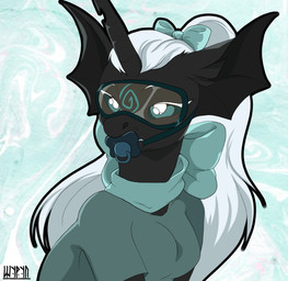 ageplay black_body eyewear glasses hair horn infantilism long_hair looking_at_viewer object_in_mouth pacifier pacifier_in_mouth roleplay simple_background solo text white_hair shyryp friendship_is_magic hasbro my_little_pony mythology starlight_vine arthropod changeling_(mlp) equid equine mammal absurd_res digital_media_(artwork) english_text hi_res