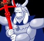 anthro armor beard facial_hair fur horn humor male parody simple_background solo white_body white_fur unknown_artist george_costanza_reaction_face ishygddt seinfeld undertale undertale_(series) asgore_dreemurr george_costanza boss_monster_(undertale) bovid caprine mammal 2015 low_res meme reaction_image