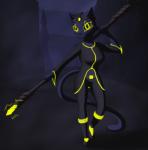 5_fingers anthro blue_body clothed clothing female fingers glowing glowing_eyes h3vr solo fiatheweeb domestic_cat felid feline felis mammal 2020 absurd_res digital_media_(artwork) hi_res