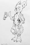 2016 absurd_res anthro clothed clothing eyewear goggles hi_res jacket kassanovas lombax male mammal monochrome one_eye_closed open_clothing open_jacket open_topwear pubes ratchet_(ratchet_and_clank) ratchet_and_clank simple_background solo sony_corporation sony_interactive_entertainment topwear undressing v-cut white_background wink