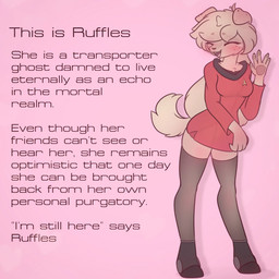 anthro bangs blush caption cartoon_freckles clothing female freckled_ears freckled_face freckles legwear pink_background ruffles_canindee_(milnegake_cherret) simple_background smile smiling_at_viewer stockings text uniform milnegake_cherret star_trek star_trek_the_original_series canid canine ghost mammal spirit 1:1 english_text hi_res