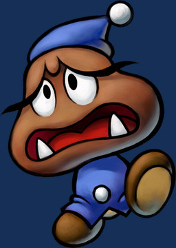 ambiguous_gender blue_clothing blue_hat blue_headwear blue_shirt blue_topwear brown_body brown_skin clothing feral hat headgear headwear open_mouth sharp_teeth shirt simple_background solo teeth topwear transparent_background tusks masanori_sato mario_&_luigi:_bowser's_inside_story mario_and_luigi_(series) mario_bros nintendo private_goomp goomba alpha_channel digital_drawing_(artwork) digital_media_(artwork) full-length_portrait official_art portrait