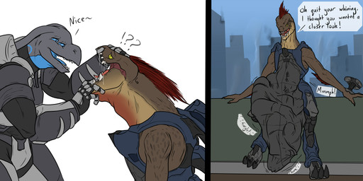abdominal_bulge anthro armor belly bodily_fluids bodysuit bulge casual_pred city city_background cityscape clothing detailed_bulge drooling duo endosoma face_imprint head_imprint imprint leaning leaning_backward male male/male male_pred mouth_shot muffled open_mouth oral_vore predator/prey prey_imprint prey_outline safe_vore sagging_belly saliva same_size_vore skinsuit skintight_suit soft_vore spread_legs spreading squirming stretchy_belly struggling struggling_prey text tight_belly tight_clothing undersuit vore willing_prey conditional_dnp samagthrav2 halo_(series) microsoft mythology xbox_game_studios derlik alien dragon kig-yar mythological_creature mythological_scalie scalie absurd_res english_text hi_res