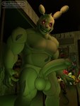 anthro balls big_balls big_penis genitals glowing glowing_eyes humanoid_genitalia humanoid_penis looking_at_viewer machine male muscular muscular_anthro muscular_male nipples nude open_mouth pecs penis smile solo teeth text tongue timidwithapen five_nights_at_freddy's five_nights_at_freddy's_3 scottgames springtrap_(fnaf) animatronic lagomorph leporid mammal rabbit robot 3:4 digital_media_(artwork) hi_res