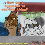 anthro binoculars boat dialogue duo female male male/female sea simple_background tail text toony vehicle water watercraft relyt2442 inktober the_nature_of_predators firon_(nopov) raila_(nopov) mammal venlil_(the_nature_of_predators) 1:1 2024 digital_media_(artwork) english_text hi_res