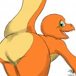 1:1 2013 animated anthro bald bent_over butt charmander generation_1_pokemon green_eyes happy hi_res jammerhighwind looking_at_viewer looking_back male nintendo nude orange_body orange_skin pokemon pokemon_(species) reptile scalie shaking sharp_teeth short_playtime simple_background smile solo standing teeth tommy_the_charmander tongue white_background
