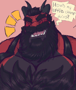 anthro asking asking_viewer barazoku beard big_beard big_muscles big_mustache big_pecs big_tuft black_beard black_body black_chest black_countershading black_eyebrows black_face black_facial_hair black_hair black_horn black_mustache black_outline black_text black_tuft blush blush_lines chest_tuft countershade_face countershade_torso countershading daddyfication dialogue eyebrows eyes_closed facial_hair greeting greeting_viewer hair happy horn huge_pecs iconography male manly mature_anthro mature_male multicolored_body muscular mustache open_mouth outline pecs pink_background pink_tongue proud question_mark red_arms red_body red_face red_neck red_nose sharp_teeth simple_background solo speech_bubble talking_to_viewer teeth text thick_eyebrows tongue tuft two_tone_body two_tone_face asterondraws mythology jugger_(character) dragon mythological_creature mythological_scalie scalie 2022 bust_portrait digital_drawing_(artwork) digital_media_(artwork) english_text hi_res portrait