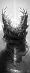 ambiguous_gender apode debris feral horror_(theme) legless light light_beam open_mouth sharp_teeth teeth raironu mammal monster 2022 black_and_white hi_res monochrome