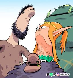 beard big_nose black_beard black_eyes black_facial_hair black_hair bodily_fluids brown_clothing clothed clothed_female clothed_human clothed_humanoid clothed_male clothing crown facial_hair female green_body green_clothing green_skin green_tusks group hair headgear humanoid_pointy_ears light_body light_skin long_ears long_hair looking_up male mouth_closed not_furry open_mouth open_smile orange_hair pointy_ears pointy_nose poker_face ponytail purple_beard purple_facial_hair short_hair smile snot sweat_stain tan_body tan_skin tiara tusks upward_angle vein veiny_neck yellow_sclera merrivius elf_comic frieren_looking_up dwarf_(merrivius) elf_(merrivius) human_(merrivius) orc_(merrivius) dwarf elf human humanoid mammal orc 2025 colored digital_drawing_(artwork) digital_media_(artwork) english_description meme