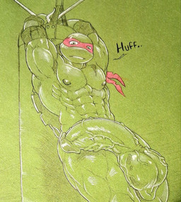 abs anthro balls big_balls big_penis bodily_fluids dialogue erection genitals glans half-erect huge_balls huge_penis humanoid_genitalia humanoid_penis male muscular muscular_anthro muscular_male navel nipples nude pecs penis punching_bag scrotum_flap solo sweat vein veiny_balls veiny_penis utx-shapeshifter teenage_mutant_ninja_turtles raphael_(tmnt) reptile scalie turtle 2026 colored graphite_(artwork) hi_res restricted_palette traditional_media_(artwork)