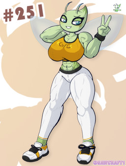 big_breasts blue_eyes bottomwear bra breasts clothing female footwear green_body gs_ball huge_breasts multicolored_clothing multicolored_footwear muscular muscular_female pants pokeball pokedex_number shoes sneakers solo sports_bra two_tone_clothing two_tone_footwear underwear white_bottomwear white_clothing white_footwear white_pants yellow_bra yellow_clothing yellow_footwear yellow_sports_bra yellow_underwear yoga_pants sawcraft1 nintendo pokemon minty_(al33444) celebi generation_2_pokemon humanoid legendary_pokemon pokemon_(species) pokemon_humanoid 2026 hi_res