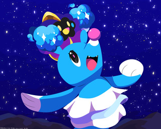 ambiguous_gender black_eyes blue_body cosmic_background cosmic_body duo eyelashes fangs feral happy sky star stargazing starry_background starry_sky teeth tongue yellow_eyes yellow_tongue sleepy_sealion nintendo pokemon brionne cosmog generation_7_pokemon legendary_pokemon pokemon_(species) 2025 5:4 absurd_res dated hi_res signature