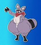 2024 4_fingers 4_toes anthro big_butt biped butt derius digital_media_(artwork) feet fingers hi_res huge_butt huge_thighs indigo_park male mammal nude procyonid raccoon rambley_raccoon simple_background smile solo thick_thighs toes wide_hipped_male wide_hips