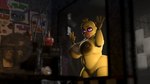 anthro behind_glass belly bib big_breasts breasts brown_nipples clothing female glowing glowing_eyes looking_at_viewer machine nipples nude office purple_eyes slightly_chubby slightly_chubby_female solo yellow_body fnafgamern five_nights_at_freddy's scottgames chica_(fnaf) chica_(mishuyuu) animatronic avian bird chicken galliform gallus_(genus) phasianid robot robot_anthro 16:9 2024 3d_(artwork) 4k absurd_res digital_media_(artwork) hi_res source_filmmaker_(artwork) widescreen