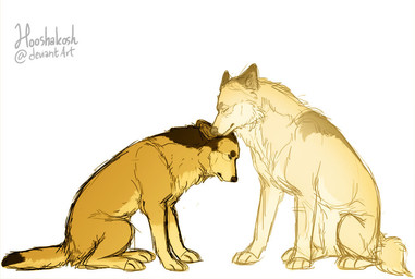 ambiguous_gender duo eyes_closed feral feralized fur realistic_feral simple_background white_background yellow_body yellow_fur ouivon attack_on_titan erwin_smith canid canine canis ghost mammal spirit wolf 2014 father_(lore) father_and_child_(lore) father_and_son_(lore) parent_(lore) parent_and_child_(lore) parent_and_son_(lore) son_(lore)