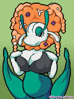 big_breasts breasts female flashing flashing_breasts flower gradient_background green_body green_skin grey_eyes huge_breasts nipples plant simple_background smile smiling_at_viewer solo text white_body white_skin naughtysableye nintendo pokemon florges generation_6_pokemon humanoid orange_flower_florges pokemon_(species) 2026 animated artist_name digital_media_(artwork) pixel_(artwork) pixel_animation