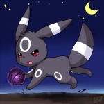 ambiguous_gender daww energy_ball feral night outside pokemon_move red_sclera shadow_ball sky solo star starry_sky huiro nintendo pokemon eeveelution generation_2_pokemon pokemon_(species) umbreon 1:1