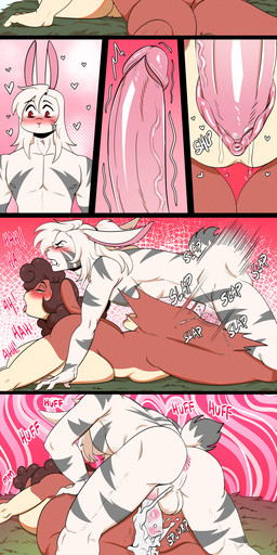 alternate_species anthro anus balls big_breasts big_butt biped blush bodily_fluids breasts brown_body butt cum dialogue female female_penetrated genital_fluids genitals hair hair_over_eye huge_breasts male male/female male_penetrating nude nude_anthro nude_female nude_male penetration penile penile_penetration penis penis_in_vagina sex speech_bubble text vaginal vaginal_penetration vulva white_body nimzy noms_(nimzy) tobi_(nimzy) lagomorph leporid mammal rabbit comic english_text hi_res