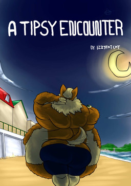 anthro beach blue_bottomwear blue_clothing blue_shorts bottomwear brown_body brown_fur building clothing cloud crescent_moon fur house male moon morbidly_obese obese obese_anthro obese_male overweight overweight_anthro overweight_male seaside shorts solo text izzyfatcat buster_(izzyfatcat) canid canine canis mammal wolf 2016 absurd_res cover cover_art cover_page english_text hi_res