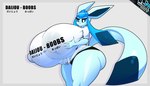 anthro big_breasts big_butt blue_body blue_eyes breasts butt clothed clothing female huge_breasts hyper hyper_breasts looking_at_viewer nipples simple_background solo thiccbuns nintendo pokemon canid canine eeveelution generation_4_pokemon glaceon mammal pokemon_(species) digital_media_(artwork) hi_res