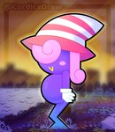 blush clothing female gloves hair handwear hat headgear headwear lips magic_user pink_hair purple_body round_body solo witch witch_hat yellow_lips cordicedraw mario_bros nintendo paper_mario paper_mario:_the_thousand_year_door vivian_(mario) humanoid shadow_siren absurd_res hi_res