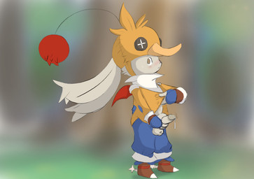 anthro balls blush bodily_fluids bottomwear bottomwear_down clothed clothing clothing_lift foreskin genital_fluids genitals leaking_precum male pants pants_down partially_clothed penis precum presenting presenting_penis retracted_foreskin shirt shirt_lift solo sweat topwear twerpishimp final_fantasy final_fantasy_tactics_advance_2 square_enix chocobo_knight mammal moogle absurd_res hi_res