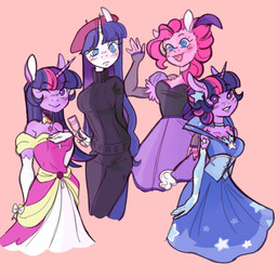 anthro blush clothing container cup dress drinking_glass female glass glass_container glass_cup group horn wine_glass orphicswanart friendship_is_magic hasbro my_little_pony mythology pinkie_pie_(mlp) rarity_(mlp) twilight_sparkle_(mlp) earth_pony equid equine horse mammal mythological_creature mythological_equine pony unicorn 1:1 hi_res