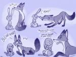 2016 4:3 bite biting_another buckteeth canid canine comic dialogue digitigrade dipstick_tail disney duo ear_bite ears_down english_text female feral feralized fox fur gloves_(marking) greyscale judy_hopps lagomorph larger_male leg_markings leporid lying male mammal markings monochrome multicolored_tail nick_wilde orangeandbluecream pivoted_ears playful rabbit red_fox sitting size_difference smaller_female smile sniffing socks_(marking) sound_effects speech_bubble surprise tail tail_markings teeth text tongue tongue_out true_fox zootopia