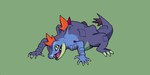 ambiguous_gender anterior_nasal_aperture blue_body claws finger_claws looking_at_another on_ground open_mouth pupils red_eyes sharp_teeth solo tail teeth toe_claws tongue white_sclera flavia-elric nintendo pokemon crocodilian feraligatr generation_2_pokemon pokemon_(species) reptile scalie 2022 digital_media_(artwork) pixel_(artwork)