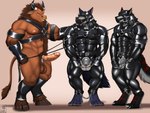 abs accessory anthro barazoku bdsm biceps big_muscles big_penis biped black_body black_fur blue_body blue_fur brown_body brown_fur chastity_cage chastity_device clothing cock_ring countershade_fur countershading cuff_(restraint) dominant dominant_anthro dominant_male facial_piercing full_body_suit fur gag gagged genitals gold_(metal) gold_jewelry group handcuffed handcuffs harness humanoid_genitalia humanoid_penis jewelry latex latex_clothing latex_skinsuit leash_collar leg_cuff male male/male metal_chastity_cage metal_cuffs muscular muscular_anthro muscular_dom muscular_male muscular_sub nose_piercing nose_ring pecs penis penis_accessory penis_jewelry piercing restraints ring_piercing skinsuit submissive submissive_anthro submissive_male tight_clothing trio vein veiny_penis white_body white_countershading white_fur elbestia dylan_the_wolf_77 garuganto raulf bovid bovine canid canine canis cattle mammal wolf 2024 4:3