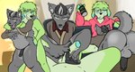 anal anal_penetration angry bdsm belly big_butt black_penis butt clothing collar dominant duo eyewear feet fellatio foot_fetish foot_play footjob forced fur furniture genitals glasses green_body green_fur grey_body grey_fur hair hoodie lights male male/male masturbation on_sofa on_table oral pawpads paws penetration penile penis sex simple_background sitting sitting_on_sofa sitting_on_table slightly_chubby sofa standing standing_sex studio studio_lights table tail tinted_glasses tired tired_expression tired_eyes topwear yellow_background farens_hell monster_energy studio_montagne doliuwu faren bat canid canine felid mammal absurd_res hi_res