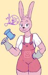 anthro female hammer long_ears solo thick_thighs tools larxiearveri widget lagomorph leporid mammal rabbit absurd_res hi_res