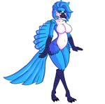 anthro beak big_breasts blue_body blue_eyes blue_hair breasts feathers female hair nude solo tail thick_thighs a.u.tumn avian bird digital_media_(artwork) krita_(artwork)