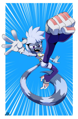 action_pose anthro arm_tuft breasts butt clothing cosplay crossover_cosplay elbow_tuft eyelashes feet female female_anthro fur gloves grey_body grey_fur handwear leotard open_mouth open_smile pose prehensile_feet purple_eyes smile solo toeless_thigh_highs toes tuft buddyhyped idw_publishing my_hero_academia sega sonic_the_hedgehog_(comics) sonic_the_hedgehog_(idw) sonic_the_hedgehog_(series) rumi_usagiyama tangle_the_lemur lemur mammal primate ring-tailed_lemur strepsirrhine 2026 absurd_res crossover hi_res