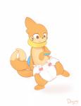 ambiguous_gender black_nose brown_eyes clean_diaper clothed clothing diaper diaper_only dipstick_tail feral fur looking_down markings multi_tail multicolored_tail orange_body orange_fur simple_background solo tail tail_markings tan_body tan_fur tan_tail_tip topless wearing_diaper dreamyart nintendo pokemon buizel generation_4_pokemon mammal mustelid pokemon_(species) 2019 hi_res