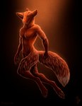 anthro breasts casual_nudity dipstick_tail ears_up female fingers fluffy fluffy_tail fur hair humanoid_hands looking_up markings mouth_closed nude nude_female red_body red_fur red_hair solo tail tail_markings whiskers white_tail_tip kippycube kippy_(kippycube) canid canine fox mammal