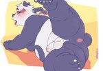 anthro anus belly braided_hair braided_ponytail butt fur hair male nude overweight overweight_male ponytail presenting presenting_anus purple_body purple_eyes purple_fur queue_(hairstyle) solo spread_legs spreading yellow_sclera mangolynx lifewonders tokyo_afterschool_summoners alp_(tas) bear giant_panda mammal hi_res