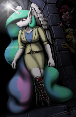 anthro boots bottomwear clothing explicit_source fangs footwear fur horn jacket shoes skirt teeth topwear white_body white_fur wings quakehoof friendship_is_magic hasbro my_little_pony mythology applejack_(mlp) pinkie_pie_(mlp) princess_celestia_(mlp) earth_pony equid equine horse mammal mythological_creature mythological_equine pony winged_unicorn hi_res