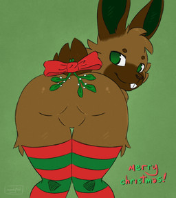 anthro bent_over butt butt_focus clothing featureless_crotch fur holidays inviting legwear looking_at_viewer looking_back looking_back_at_viewer male mostly_nude presenting presenting_hindquarters raised_tail rear_view seductive simple_background solo standing stockings tail teasing moodytail christmas lagomorph leporid mammal rabbit 2025 animated digital_media_(artwork) frame_by_frame hi_res loop
