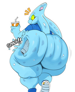 big_butt blue_body bottomless brain butt butt_ripples butt_slap butt_squish clothed clothing container crossgender cup disembodied_hand duo exclamation_point female footwear green_eyes holding_container holding_cup holding_object huge_butt huge_thighs looking_back obese obese_female obese_humanoid onomatopoeia organs overweight overweight_female overweight_humanoid ripples shirt shoes slap sneakers solo_focus sound_effects squish text thick_thighs topwear water sssonic2 sega sonic_adventure sonic_the_hedgehog_(series) chaos_(sonic) elemental_creature elemental_humanoid goo_creature humanoid water_creature english_text hi_res