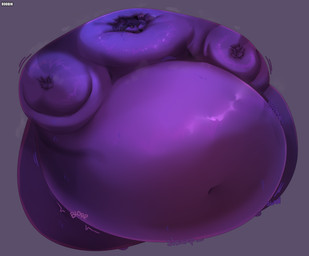 ambiguous_anthro ambiguous_gender anthro belly belly_jiggle big_belly black_nose blueberry_inflation body_inflation breath expansion_sound_effect front_view fur glistening glistening_eyes grey_background huge_belly huge_hips hyper hyper_belly hyper_hips inflation jiggling motion_lines mouth_closed navel nude panting purple_body purple_eyes purple_fur simple_background solo sound_effects swollen_cheeks text wide_hips roobin rove_(falloutwolf) canid canine mammal artist_name hi_res
