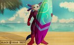 5_toes anthro beach feet looking_at_viewer male muscular nude sea seaside solo surfboard tasteful_nudity toes water blackbear epic_games fortnite axo_(fortnite) 2023